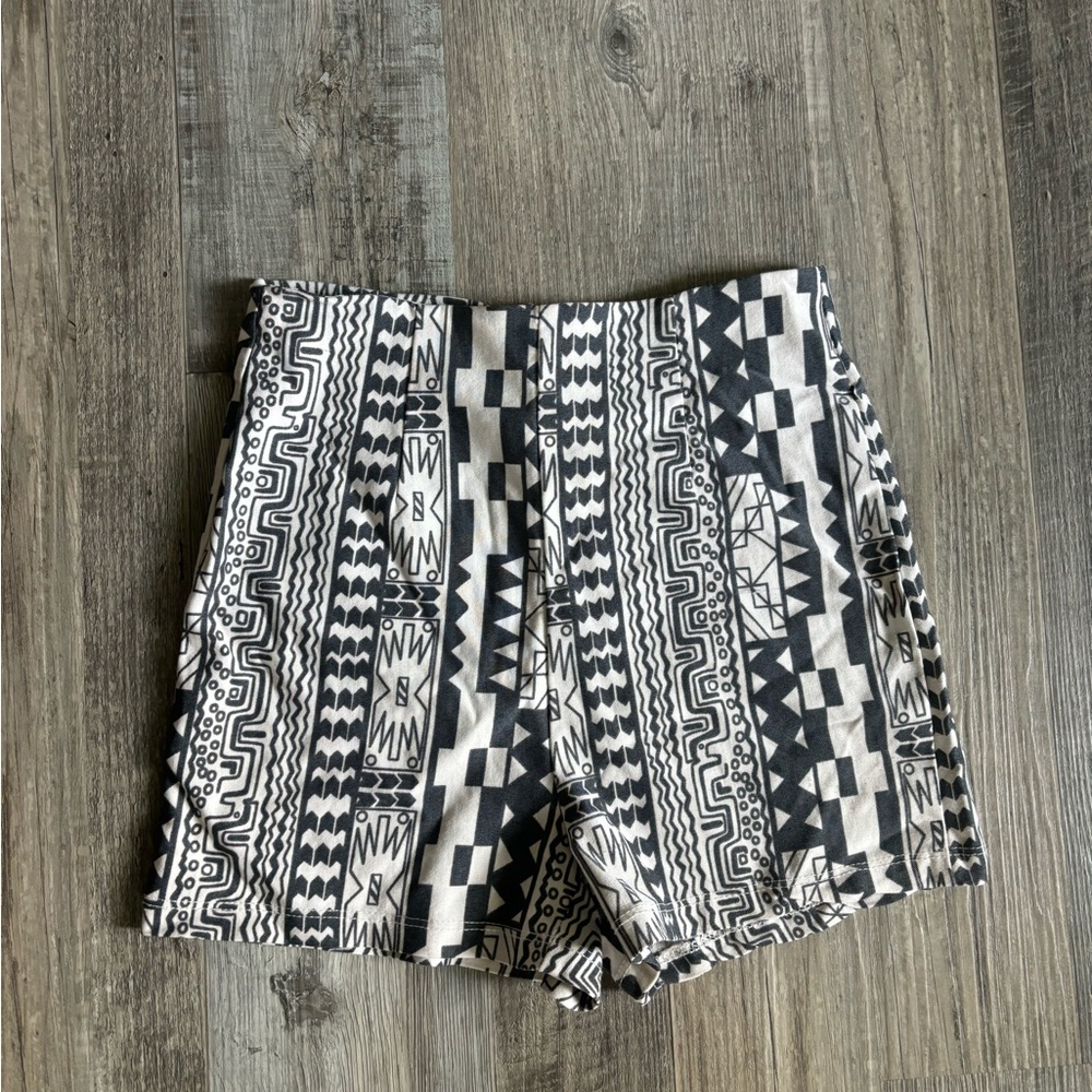 Black and White High Waist Shorts